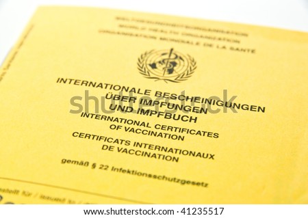 yellow international vaccination record book