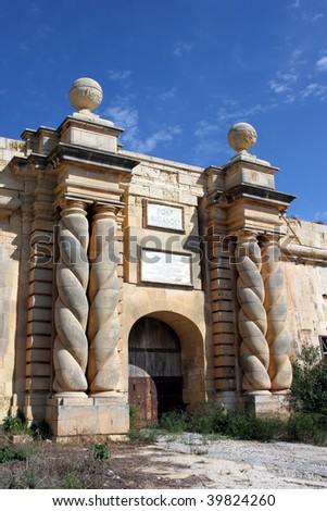 Grand entrance to Fort Ricasoli in Grand harbour, Malta