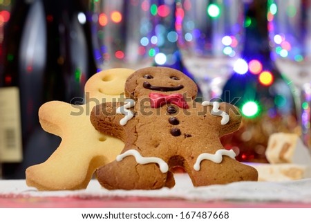 The Gingerbread Man with lights background