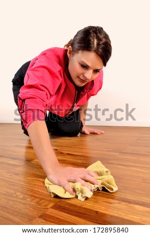 girl mopping the floor