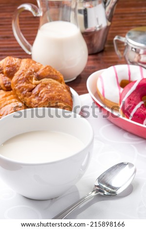 Milk and donuts breakfast