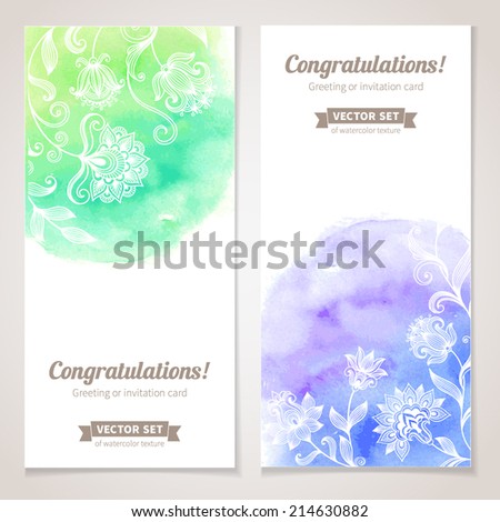 Vector graphic flowers collection with watercolor texture Colorful banners for your design of invitation or greeting cards Vector graphic flowers collection with watercolor texture Colorful banners for your design of invitation or greeting cards