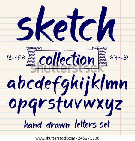 Vector set with hand written ABC letters Sketch collection Vector set with hand written ABC letters Sketch collection