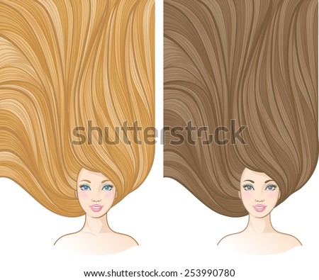 Girls with beautiful hair. Vector illustration for barber shops, beauty salons, spa salons. Horizontal banners with young European women