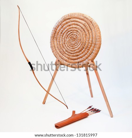 Archery equipment - bow, quiver with arrows and target