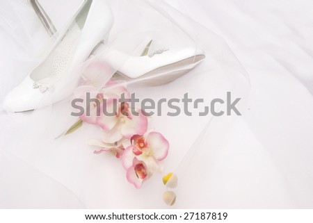 stock photo wedding shoes with flower