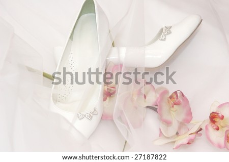 stock photo wedding shoes with flower