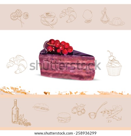cake dessert, food, dishes grungy background vector