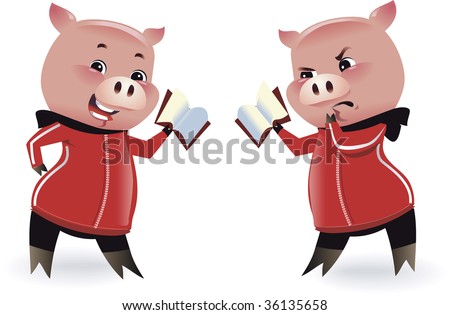 Smart Pig Cartoon