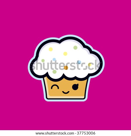 stock vector Vector Cute kawaii cupcake icon kawaii
