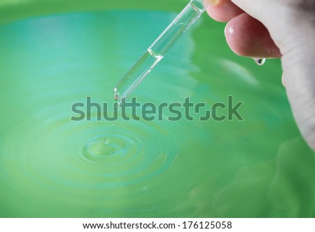 Hand with pipette.  Medical or science concept image.