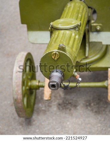 Old machine gun. Selective focus with shallow depth of field.