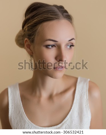 Portrait of a beautiful young woman. Selective soft focus.
