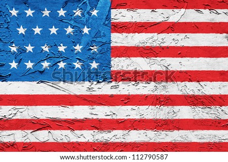 Grunge flag of United States of America painted on old wall