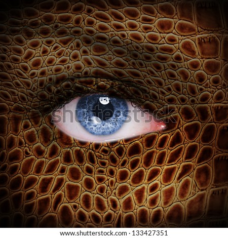 Lizard skin pattern on man face