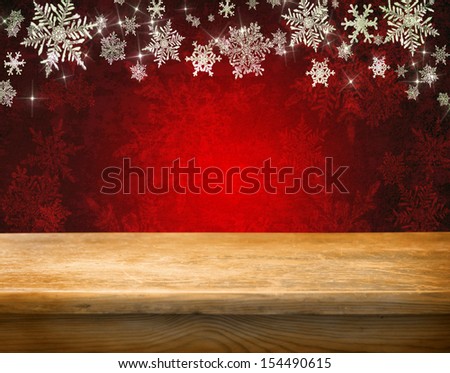 Empty Wooden Table For Product Display Montages - Winter Theme