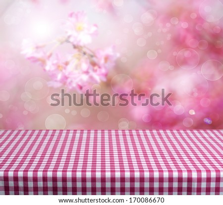 empty table for product display montages - spring theme