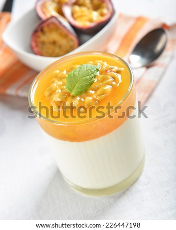 Panna cotta with passion fruit