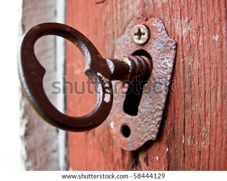 Vintage key and keyhole