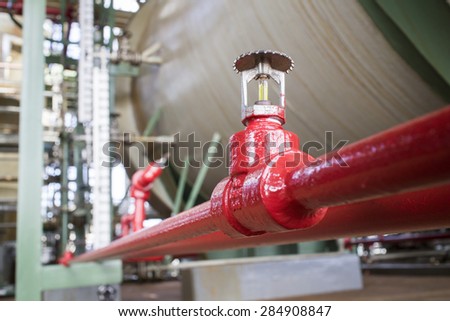 Fire sprinkler in petrochemical plant.