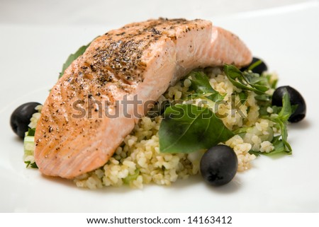A healthy and nutritious fresh Salmon meal ready to eat