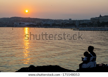 Cannes (Alpes-Maritimes, Provence-Alpes-Cote d\'Azur, France): the sunset