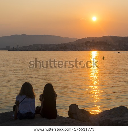 Cannes (Alpes-Maritimes, Provence-Alpes-Cote d\'Azur, France): the sunset