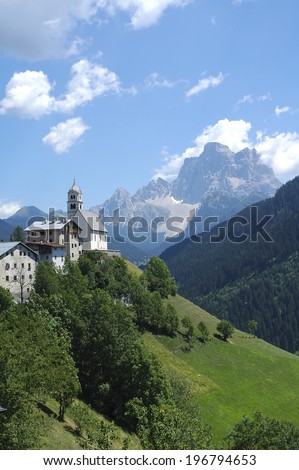 Colle Santa Lucia (Dolomites, Veneto, Italy), mountain landscape at summer, old village