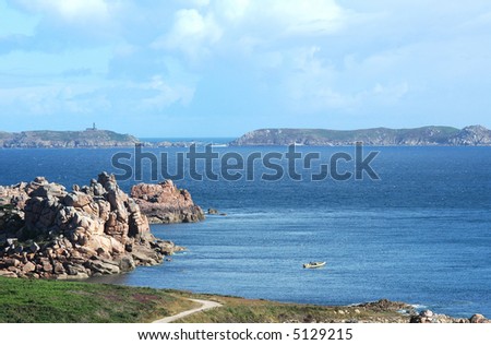 Ploumanach (Brittany, France): the ocean and the pink rocks of the coast