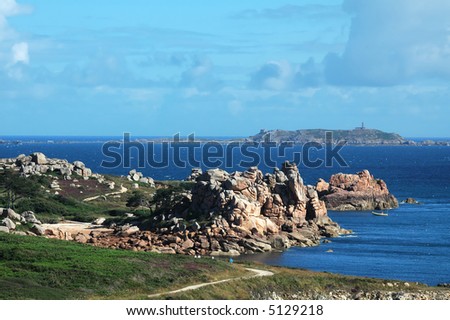 Ploumanach (Brittany, France): the ocean and the pink rocks of the coast