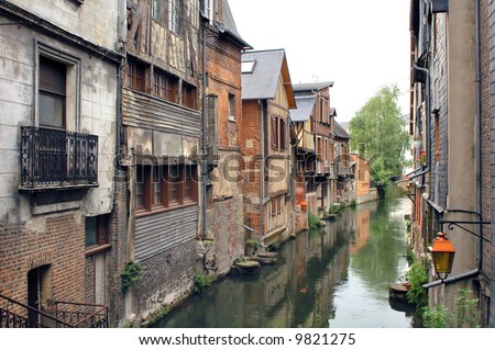 Pont-Audemer (Normandy, France) - Old houses on the river