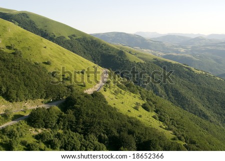 Forca Canapine (Perugia, Umbria, Italy) - Mountain road, landscape at summer in the late afternoon
