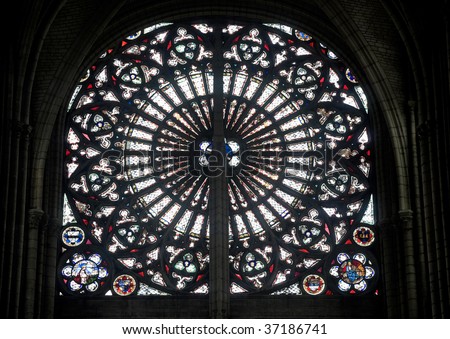 Troyes (Aube, Champagne-Ardenne, France) - Interior of the ancient cathedral, in gothic style, rose window