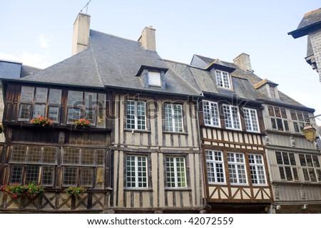 Dinan (Cotes-d\'Armor, Brittany, France) - Exterior of ancient half-timbered houses