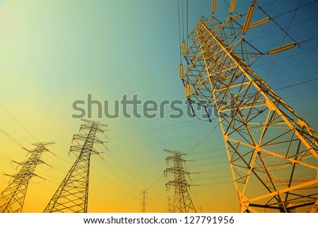 The transmission power towers of sky background