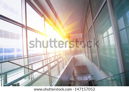 Sun Shining Modern Office Building Stairway Glass