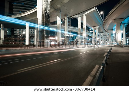 City road viaduct streetscape of night scene