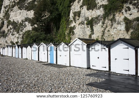 Beach Huts at Beer, Devon, UK
