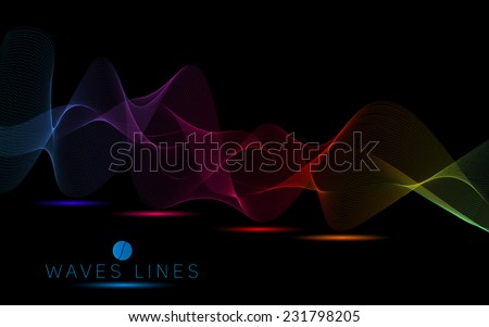 colorful dark wave line bright abstract pattern light illustration raster