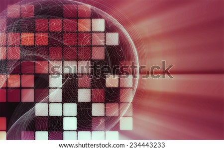 technology red night light waves line fractal bright abstract pattern illustration