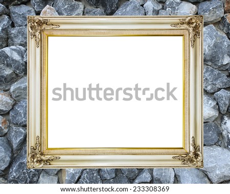 Blank old vintage frame on brick stone wall background