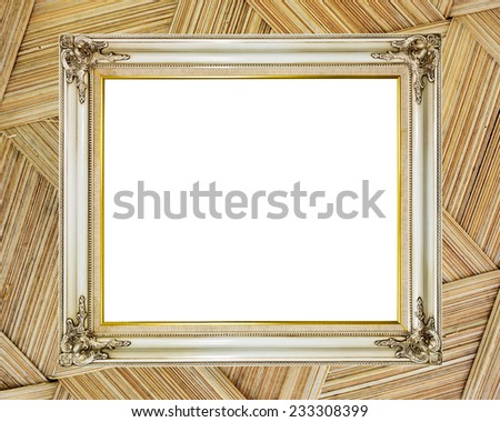 Blank old vintage frame on bamboo wall background