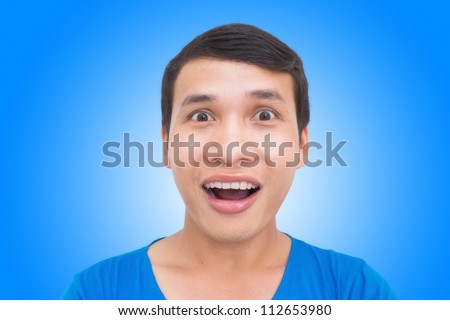 Wow Face Expression Of Asian Man