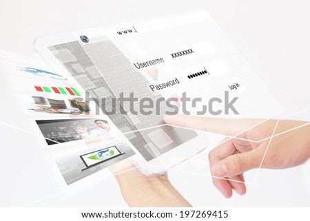 Business Person Working On A Digital Tablet,Using Internet Or Social Media Add  More Text  And Ideas