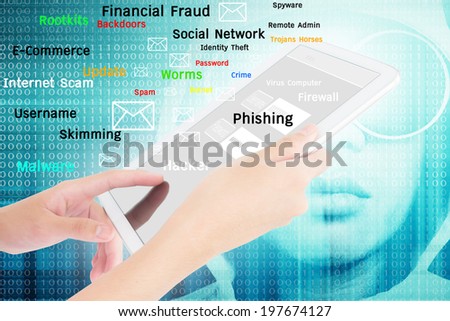 Businessperson Using A Digital Tablet,Technology,Social Network,Internet Fraud,Crime Concept,Add More Text And Ideas