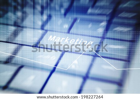 Marketing On Computer Keyboard Background,For Digital Business Concept And Ideas