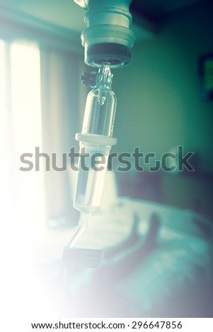 Drop of Saline Solution in Hospital Room,Healthcare And Medical Concept Background