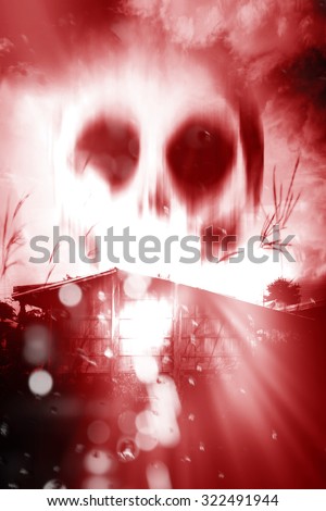 Haunted House,Horror Background For Halloween Concept or Book Cover