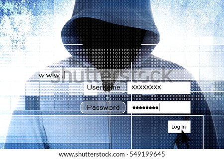 Hacker With Log On Screen,Computer Fraud Concept Background