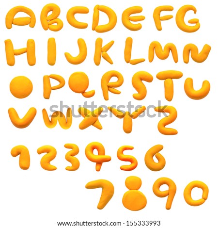 Colorful alphabet made from plasticine (isolated on white). Use it to make your own message